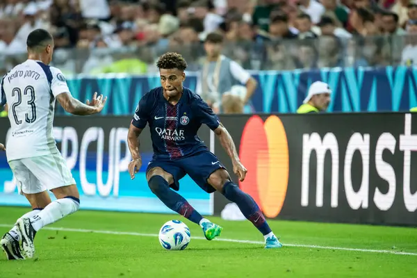 Udine, İtalya. 13 Ağustos 2025. UEFA Süper Kupası 2025. Paris Saint-Germain Tottenham Hotspur 'a karşı 4-3. Desire Doue, PSG.