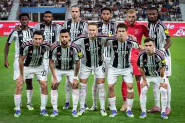 Bergamo, İtalya. 16 Ağustos 2025. Gewiss Stadyumu 'nda Bortolotti Kupası. Atalanta, Juventus 'a karşı. Takım fotoğrafı Juventus.