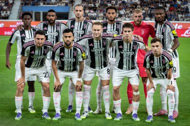 Bergamo, İtalya. 16 Ağustos 2025. Gewiss Stadyumu 'nda Bortolotti Kupası. Atalanta, Juventus 'a karşı. Takım fotoğrafı Juventus.