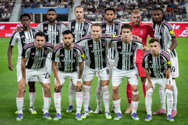 Bergamo, İtalya. 16 Ağustos 2025. Gewiss Stadyumu 'nda Bortolotti Kupası. Atalanta, Juventus 'a karşı. Takım fotoğrafı Juventus.