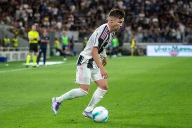 Bergamo, İtalya. 16 Ağustos 2025. Gewiss Stadyumu 'nda Bortolotti Kupası. Atalanta, Juventus 'a karşı. Francisco Conceicao, Juventus.