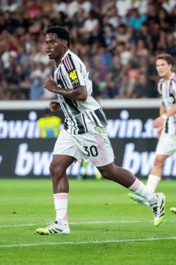 Bergamo, İtalya. 16 Ağustos 2025. Gewiss Stadyumu 'nda Bortolotti Kupası. Atalanta, Juventus 'a karşı. Jonathan David, Juventus.