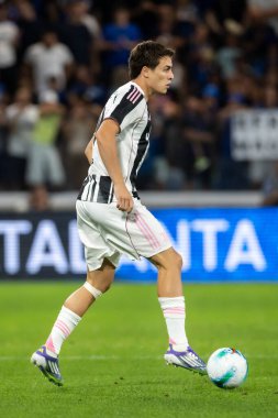 Bergamo, İtalya. 16 Ağustos 2025. Gewiss Stadyumu 'nda Bortolotti Kupası. Atalanta, Juventus 'a karşı. Kenan Yıldız, Juventus.