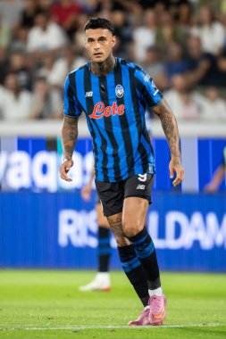 Bergamo, İtalya. 16 Ağustos 2025. Gewiss Stadyumu 'nda Bortolotti Kupası. Atalanta, Juventus 'a karşı. Gianluca Scamacca, Atalanta.