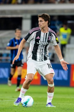 Bergamo, İtalya. 16 Ağustos 2025. Gewiss Stadyumu 'nda Bortolotti Kupası. Atalanta, Juventus 'a karşı. Kenan Yıldız, Juventus.