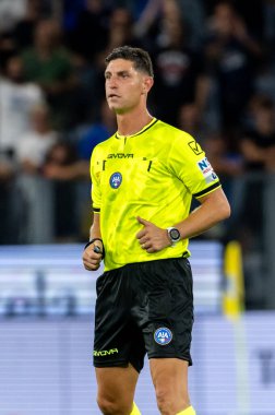 Bergamo, İtalya. 16 Ağustos 2025. Gewiss Stadyumu 'nda Bortolotti Kupası. Atalanta, Juventus 'a karşı. Giuseppe Collu, maçın hakemi..