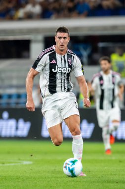 Bergamo, İtalya. 16 Ağustos 2025. Gewiss Stadyumu 'nda Bortolotti Kupası. Atalanta, Juventus 'a karşı. Dusan Vlahoviç, Juventus.