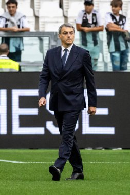 Torino, İtalya. 24 Ağustos 2025. Allianz Juventus Stadyumu. İtalyan Serisi A Futbol Şampiyonası 2025-26. Juventus Parma 'ya karşı. Damien Comolli, Genel Müdür Juventus..