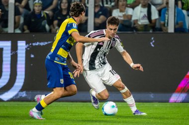 Torino, İtalya. 24 Ağustos 2025. Allianz Juventus Stadyumu. İtalyan Serisi A Futbol Şampiyonası 2025-26. Juventus Parma 'ya karşı. Kenan Yıldız, Juventus.