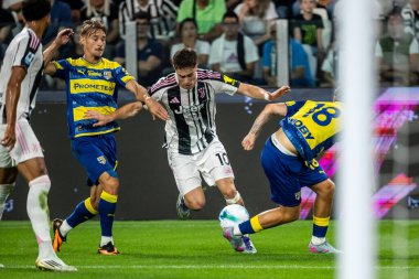 Torino, İtalya. 24 Ağustos 2025. Allianz Juventus Stadyumu. İtalyan Serisi A Futbol Şampiyonası 2025-26. Juventus Parma 'ya karşı. Kenan Yıldız, Juventus.