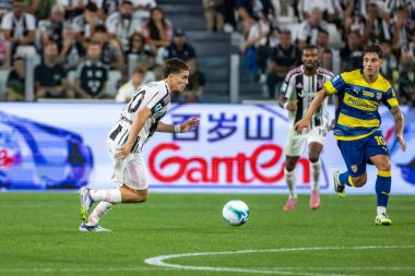 Torino, İtalya. 24 Ağustos 2025. Allianz Juventus Stadyumu. İtalyan Serisi A Futbol Şampiyonası 2025-26. Juventus Parma 'ya karşı. Kenan Yıldız, Juventus.