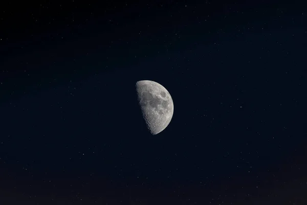 Lune Brillante Dans Nuit Noire — Photo