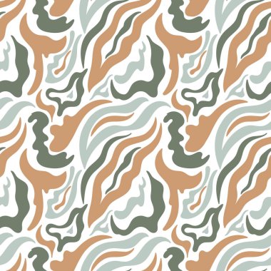 Kumaş veya ambalaj kağıdı tasarımı için çağdaş baskı vektörü. Soyut renkli şekiller.