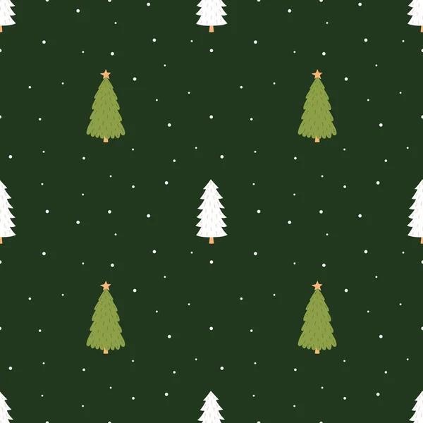 Seamless Pattern Winter Spruce Forest Sapins Stylisés Sur Fond Enneigé — Image vectorielle