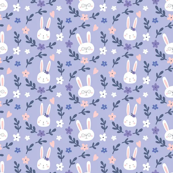 ウサギのシームレスなパターン シンプルな子供漫画スタイルのカラフルな手描きウサギ 夏の織物 包むペーパーのための理想 ストックイラスト