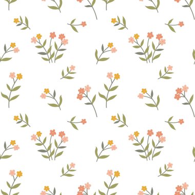 Kumaş, duvar kağıdı veya ambalaj kağıdı için vektör dekoratif desenli desen tasarımı. Çiçek tekrarlı parmak izi