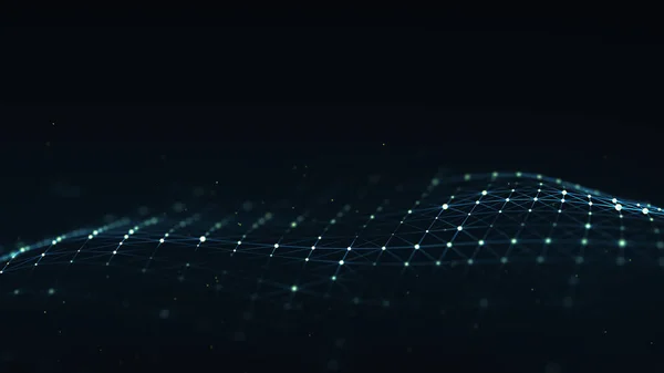 Dynamische Welle Von Teilchen Abstrakter Futuristischer Hintergrund Visualisierung Von Big — Stockfoto