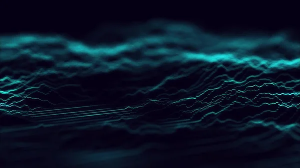 Dynamisk Våg Partiklar Abstrakt Futuristisk Bakgrund Visualisering Stora Data Rendering — Stockfoto