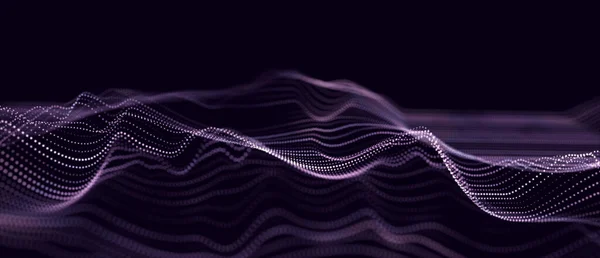 Onda Futurista Rosa Abstracta Flujo Partículas Visualización Transferencia Big Data —  Fotos de Stock