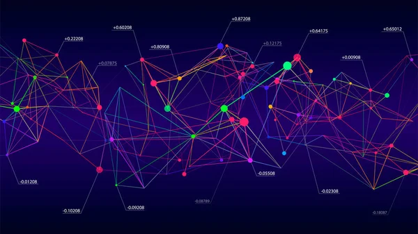 网络连接结构 区块链技术的概念 带圆点和线条的数字背景 大数据可视化 人工智能 矢量说明 — 图库矢量图片