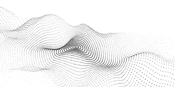Kreise Dynamische Welle Von Teilchen Ein Abstrakter Futuristischer Hintergrund Visualisierung — Stockvektor
