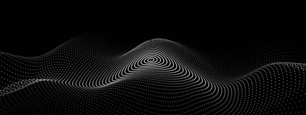 Абстрактная Технология Черного Круга Волна Поток Частиц Большая Визуализация Передачи — стоковый вектор