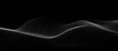 Parçacıkların dinamik dalgası. Soyut fütüristik geçmiş. Büyük veri görselleştirmesi. 3B görüntüleme.