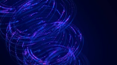 Soyut dinamik parçacık dalgası. Işıldayan noktalı Girdap. Büyük veri görselleştirmesi. Dijital gelecekçi teknoloji geçmişi. 3d oluşturma.