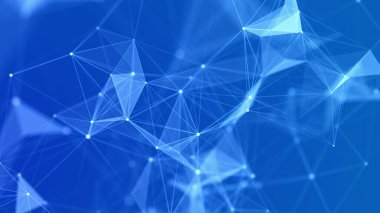 Mavi ağ bağlantı yapısı. Noktalı ve çizgili dijital arkaplan. Büyük veri görselleştirmesi. 3B görüntüleme.