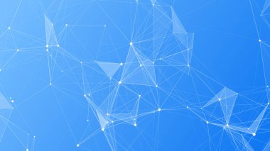 Mavi ağ bağlantı yapısı. Noktaları ve çizgileri olan vektör dijital arkaplan. Büyük veri görselleştirmesi.