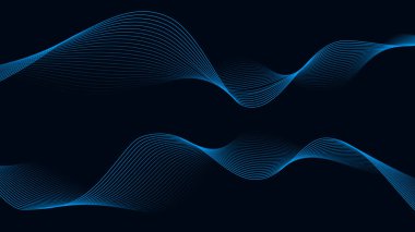 Parçacıkların ve çizgilerin dijital dinamik dalgası. Soyut mavi fütüristik arka plan. Büyük veri görselleştirmesi. Vektör illüstrasyonu.