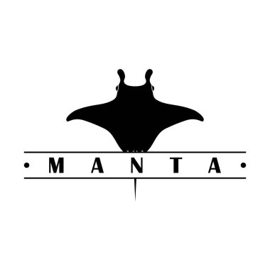 Manta balığı dev okyanus logosu tasarımı vektör çizimi 