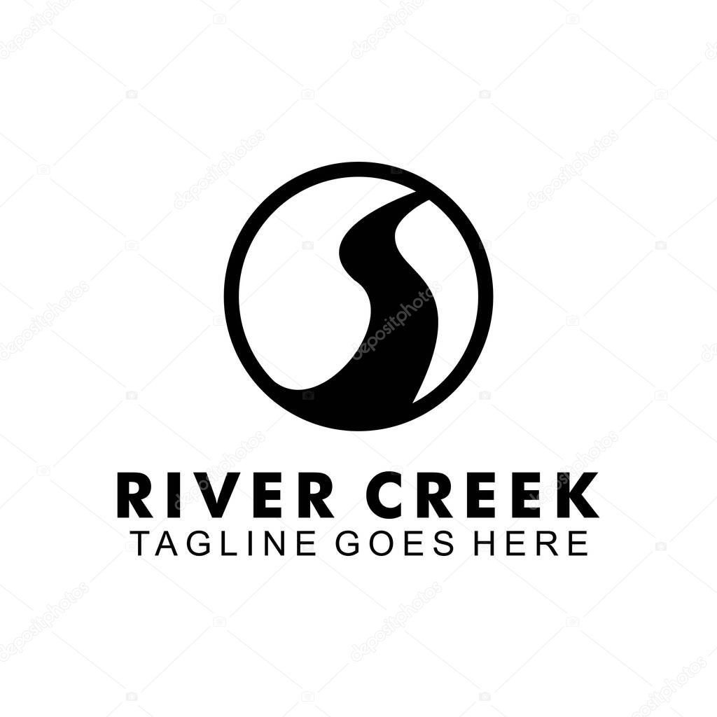 River creek simple minimalist outdoor logo design vector