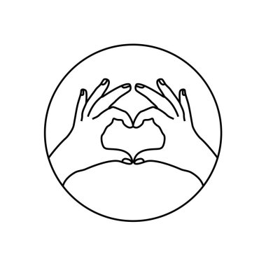 Love heart hand jest romantik çizgi sanat sembolü vektörü