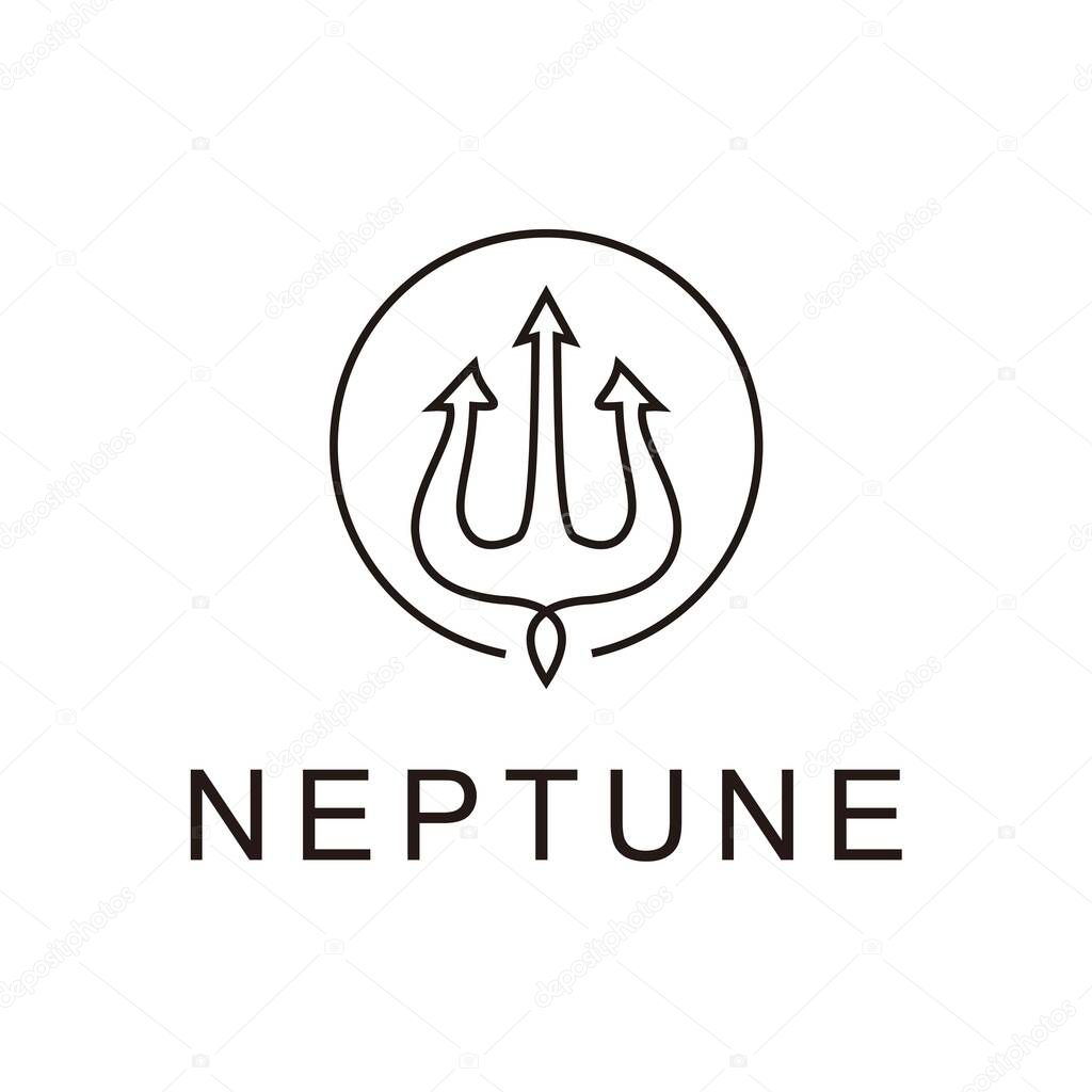 Trident neptune god of water sea logo design vector illustration