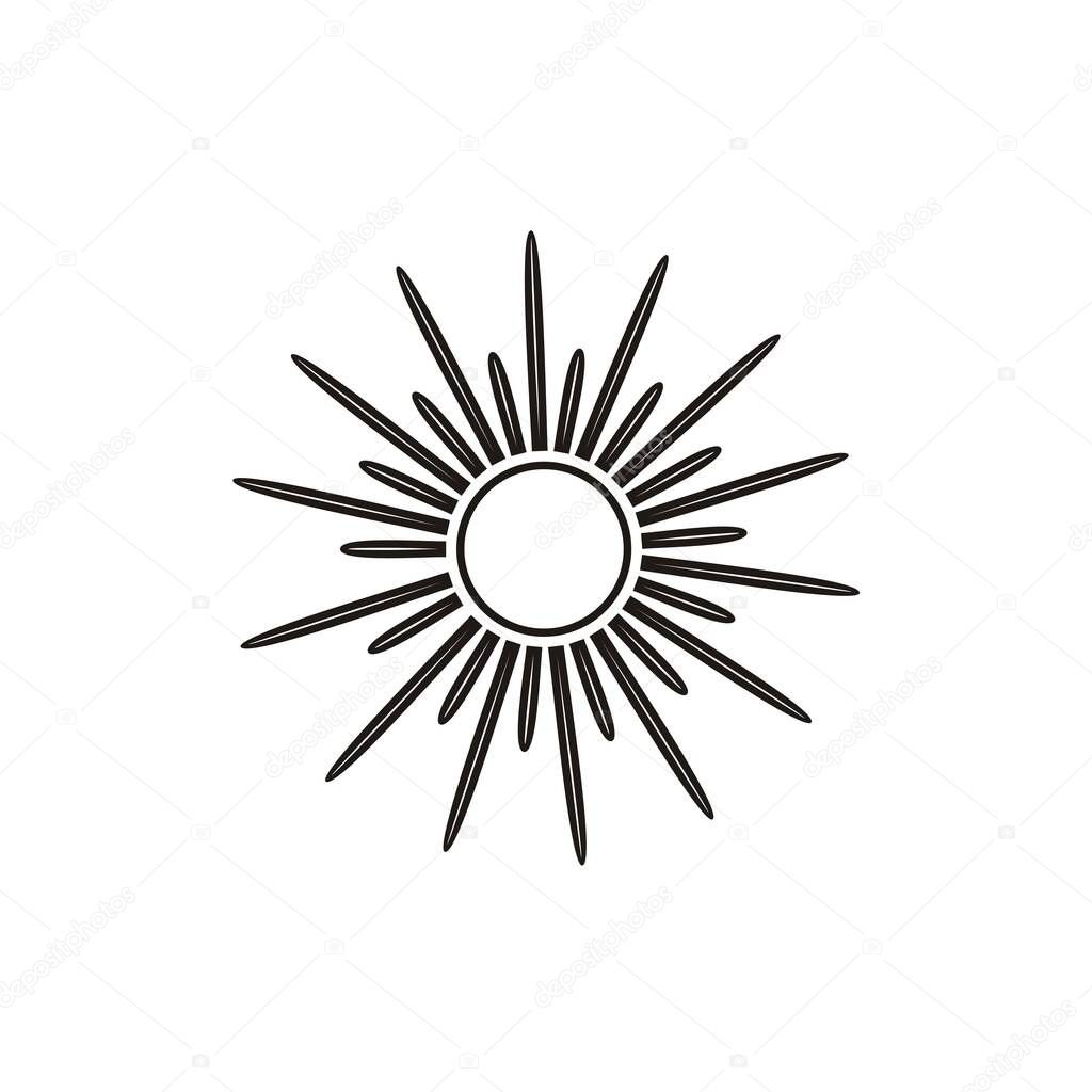 Sun light design vector element features a radiant orb with golden rays, symbolizing energy, warmth, sparkle, and natural brightness
