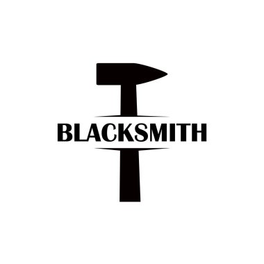 Çekiç demircisi demircilik tasarım logosu vektörü