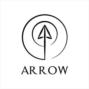 Okçu yayı dairesel logo tasarımı vektör çizimi 