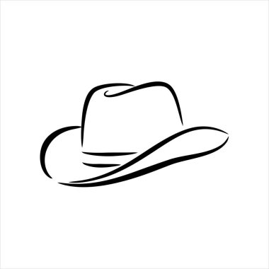 Kovboy şapkası basit minimalist çizim simgesi logo tasarımı çizimi illüstrasyonu