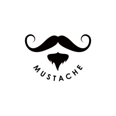 Bıyıklı erkek moda berber logosu tasarımı vektör çizimi