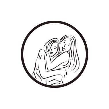  En iyi arkadaşa sonsuza dek sarıl logo tasarım vektörü çizimi