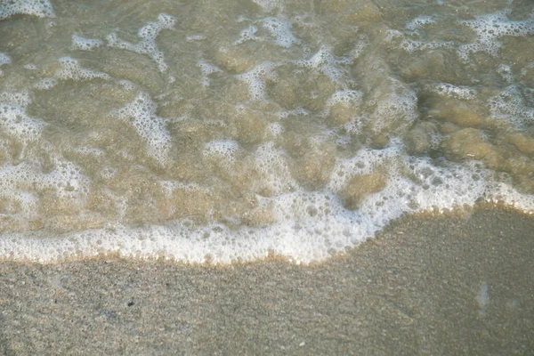 Soft Wave Water Foam Ocean Sea Sandy Beach Copy Space — Stock Photo, Image