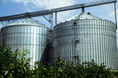 Silos ile Modern Tarım Depolama Tesisi. Tahılların verimli şekilde kullanılması ve depolanması açısından hayati önem taşıyan büyük siloların yer aldığı modern bir tarım depolama tesisi..