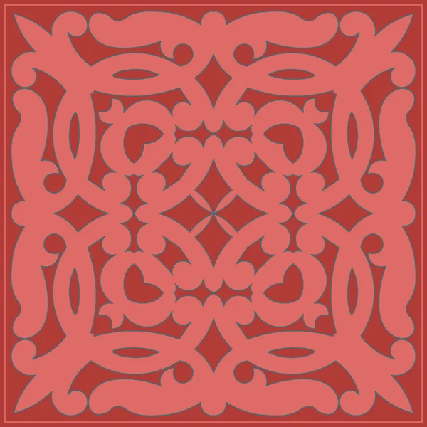 装飾的な正方形のパターン オリエンタルヴィンテージスクエアモチーフ 民族様式の装飾 スカーフ カーペット タイル 印刷デザインのためのアジアの装飾 デザインのためのワークピース — ストックベクタ