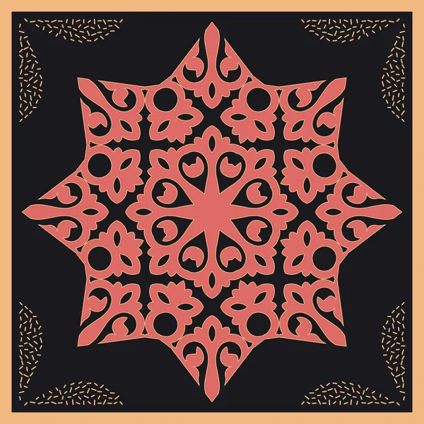 Decorative Square Pattern Oriental Vintage Square Motif Ornament Ethnic Style — Stock Vector