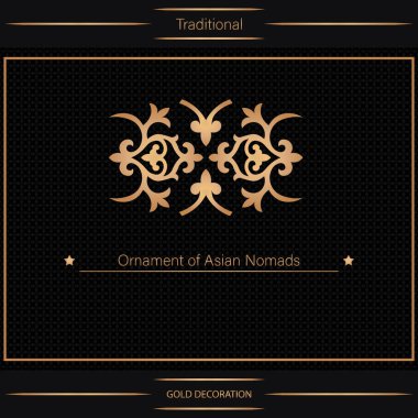 Kazak, Kırgız, Asya dekoru, tekstil, plaka, fayans ve parmak izi tasarımlı dekoratif Asya süslemeleri. Tasarımın için bir eser. Doğulu altın desenli. 