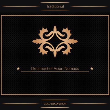 Kazak, Kırgız, Asya dekoru, tekstil, plaka, fayans ve parmak izi tasarımlı dekoratif Asya süslemeleri. Tasarımın için bir eser. Doğulu altın desenli. 