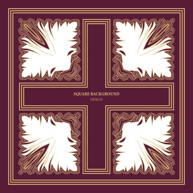 Dinamik eğri çizgileri olan soyut kare şablonu, soyut beyaz çiçek elementi. Tasarımınız için şablon.