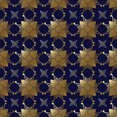 Klasik Altın Renk Şablonu Dekoratif Dekoratif Kusursuz Duvar Kağıdı, Moda Yazısı Moda Dekorasyonu, Moda Dekorasyonu, Ev Tekstili, Retro Dekor. Vektör.