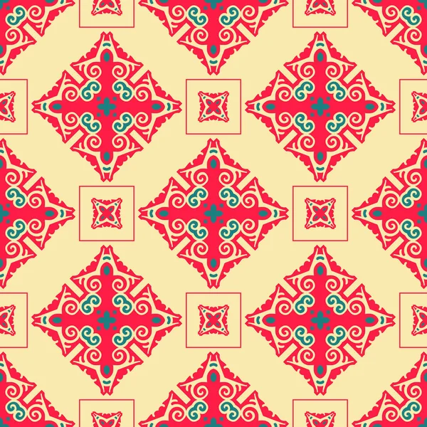 Dekorative Asiatische Folk Nahtlose Muster Ornament Stil Asiatischer Nomaden Kirgisen — Stockvektor